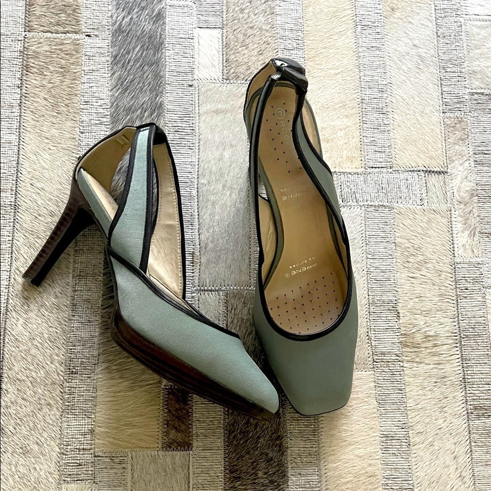 Elegant Green Grayish Open Sling High Heels - Picture 1 of 5